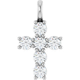 10K Gold Round Natural Diamond Accented Cross Pendant - White Gold
