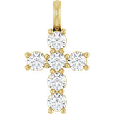 10K Gold Round Natural Diamond Accented Cross Pendant - Yellow Gold