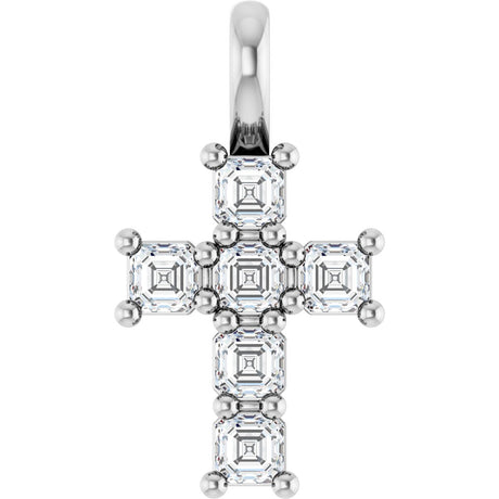 Platinum Round Lab-Grown Diamond Accented Cross Pendant