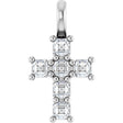 Platinum Asscher Natural Diamond Accented Cross Pendant