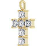 14K Gold Square Lab-Grown Diamond Accented Cross Pendant - Yellow Gold - view 2