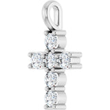 10K Gold Round Lab-Grown Diamond Accented Cross Pendant - White Gold - view 2