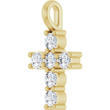 10K Gold Round Lab-Grown Diamond Accented Cross Pendant - Yellow Gold - view 2