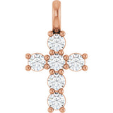 10K Gold Round Natural Diamond Accented Cross Pendant - Rose Gold