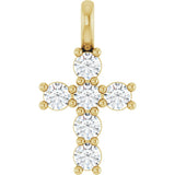 14K Gold Round Natural Diamond Accented Cross Pendant – 2x2mm - Yellow Gold