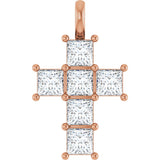 10K Gold Round Natural Diamond Accented Cross Pendant - Rose Gold