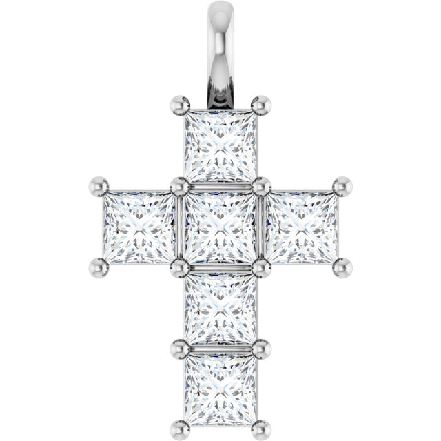 10K Gold Round Natural Diamond Accented Cross Pendant - White Gold
