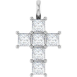 14K Gold Round Natural Diamond Accented Cross Pendant – 2x2mm - White Gold