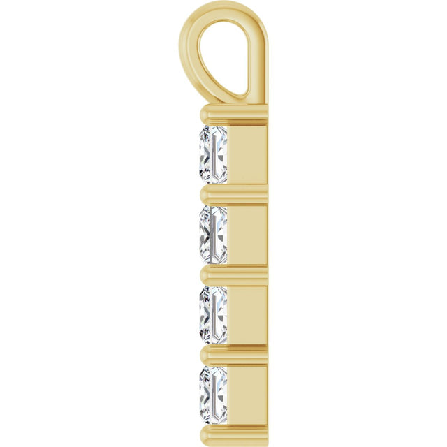10K Gold Square Lab-Grown Diamond Accented Cross Pendant - Yellow Gold - view 3