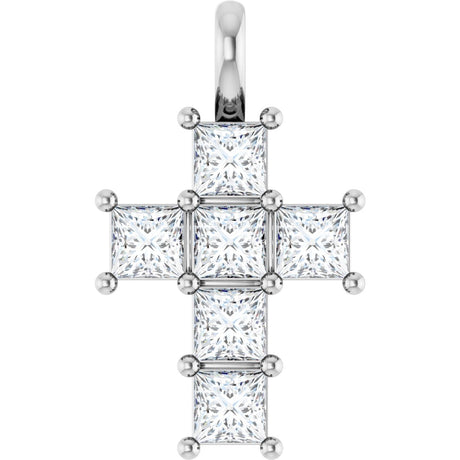 10K Gold Round Natural Diamond Accented Cross Pendant - White Gold