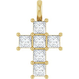 14K Gold Round Natural Diamond Accented Cross Pendant – 2x2mm - Yellow Gold