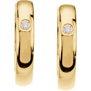 14K Gold Round Natural Diamond Accented Hinged Hoop Earrings – 1.7mm Stones - view 2