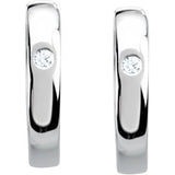 18K Gold Round Natural Diamond Accented Hinged Hoop Earrings - view 2
