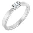 Platinum Oval Natural Diamond Half-Bezel Solitaire Ring