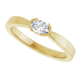 14K Gold Oval Natural Diamond Half-Bezel Solitaire Ring - Yellow Gold - view 5