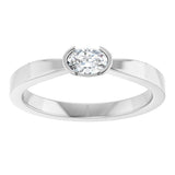 14K Gold Oval Lab-Grown Diamond Half-Bezel Solitaire Ring - White Gold - view 3
