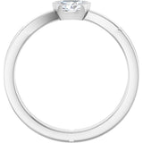 Platinum Oval Lab-Grown Diamond Half-Bezel Solitaire Ring - view 2