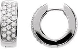 14K Gold Round Natural Diamond Accented Huggie Earrings - White Gold