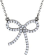 Platinum Round Natural Diamond Bow Necklace