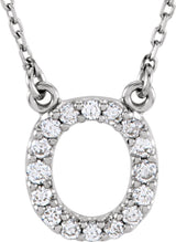 14K Gold Round Natural Diamond Initial Necklace – up to 0.08 CTW - White Gold