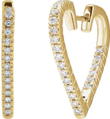 14K Gold Inside-Outside Heart Hoop Earrings - Yellow Gold - view 2
