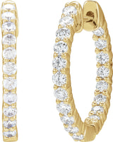 14K Gold Round Lab-Grown Diamond Inside-Outside Hoop Earrings – up to 1/2 CTW - Yellow Gold - view 2