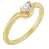 14K Gold Pear Natural Diamond Solitaire Ring - Yellow Gold