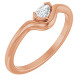 14K Gold Pear Natural Diamond Solitaire Ring - Rose Gold