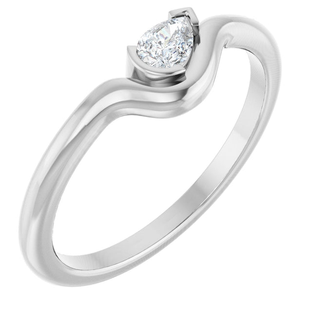 Platinum Pear Natural Diamond Solitaire Ring
