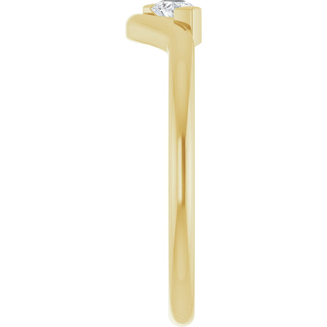 14K Gold Pear Natural Diamond Solitaire Ring - Yellow Gold - view 4