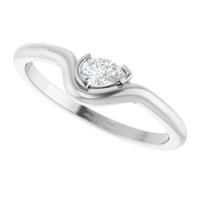 Platinum Pear Natural Diamond Solitaire Ring - view 5