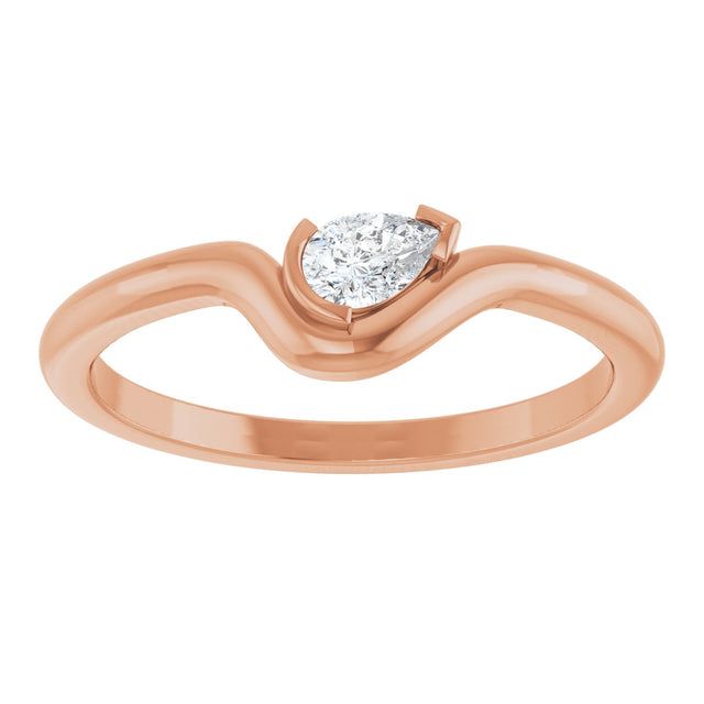 14K Gold Pear Natural Diamond Solitaire Ring - Rose Gold - view 3
