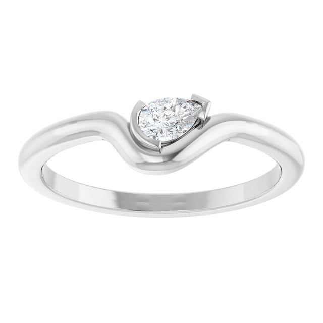 Platinum Pear Natural Diamond Solitaire Ring - view 3