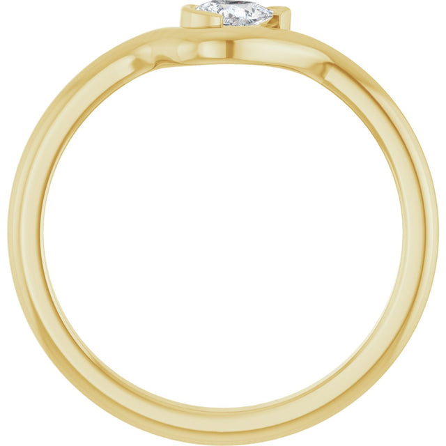 14K Gold Pear Natural Diamond Solitaire Ring - Yellow Gold - view 2