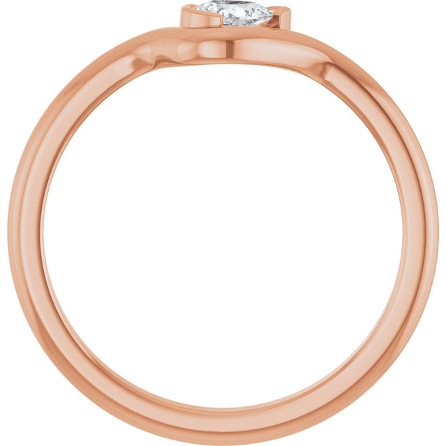14K Gold Pear Natural Diamond Solitaire Ring - Rose Gold - view 2