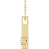 14K Gold Round Natural Diamond Solitaire Bar Necklace or Pendant - Yellow Gold - view 3