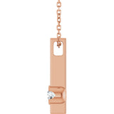14K Gold Round Natural Diamond Solitaire Bar Necklace or Pendant - Rose Gold - view 3