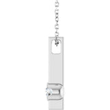 14K Gold Round Natural Diamond Solitaire Bar Necklace or Pendant - White Gold - view 3