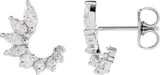 Platinum Marquise Natural Diamond Accented Front-Back Earrings