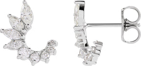 Platinum Marquise Natural Diamond Accented Front-Back Earrings