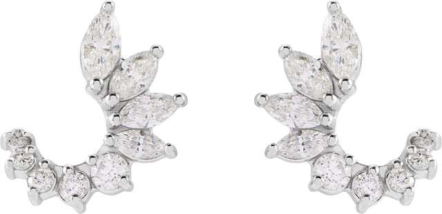 Platinum Marquise Natural Diamond Accented Front-Back Earrings - view 3