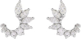 14K Gold Marquise Natural Diamond Accented Front-Back Earrings - White Gold - view 3