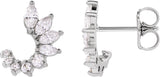 Platinum Marquise Natural Diamond Accented Front-Back Earrings - view 2