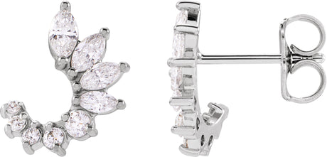 Platinum Marquise Natural Diamond Accented Front-Back Earrings - view 2