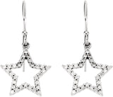 14K Gold Round Natural Diamond Accented Star Earrings - view 2