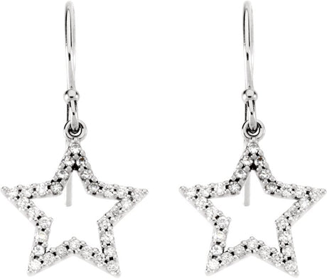 14K Gold Round Natural Diamond Accented Star Earrings - view 2