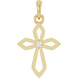14K Gold Round Natural Diamond Accented Cross Necklace or Pendant – 0.02 CTW - Yellow Gold