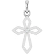 Platinum Round Natural Diamond Accented Cross Necklace or Pendant – 0.02 CTW