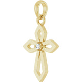 14K Gold Round Natural Diamond Accented Cross Necklace or Pendant – 0.02 CTW - Yellow Gold - view 2