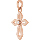 14K Gold Round Natural Diamond Accented Cross Necklace or Pendant – 0.02 CTW - Rose Gold - view 2